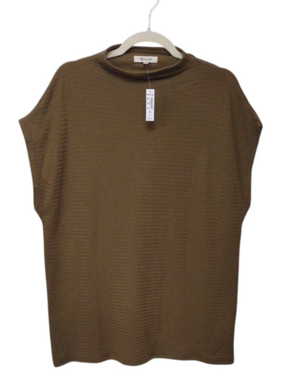 Madewell OliveGreen Funnelneck Oversized Sleeveless Pullover Tunic Top NG561 NWT